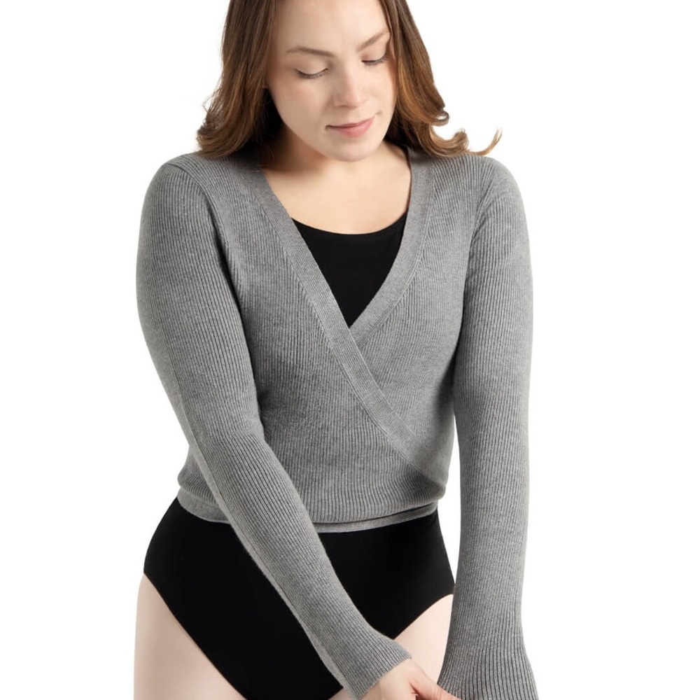 🤍SOLD🤍 Capezio Gray Knit Wrap Sweater